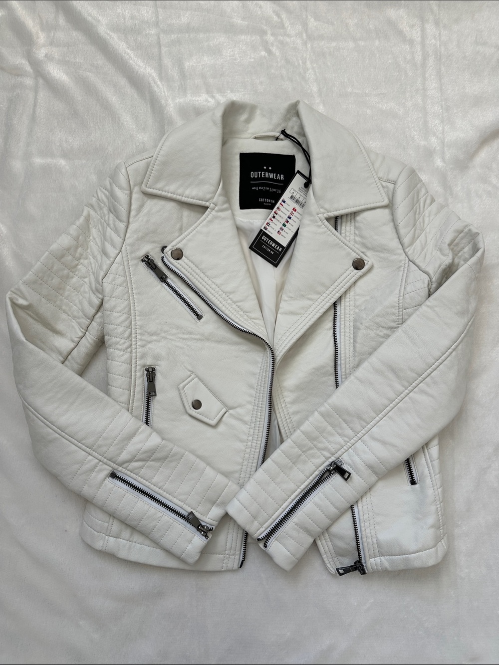 Cotton On "Sydney" Faux Leather PU Biker Moto Jacket White - Size US 2 NWT